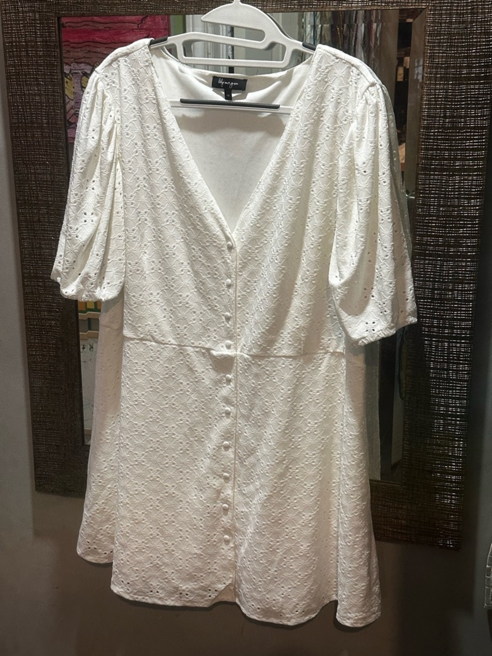 Beautiful White Eyelet Button-Front Tunic